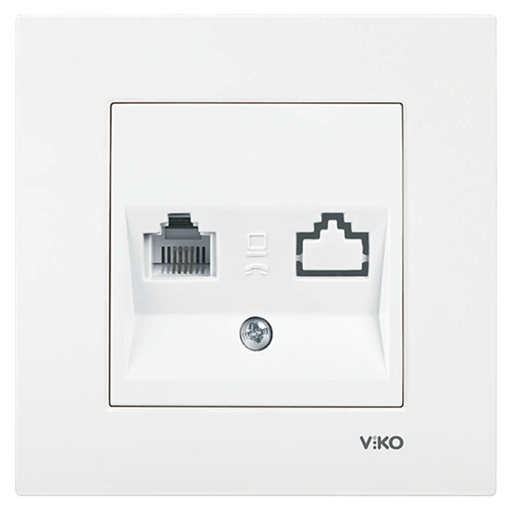 Viko Karre/Meridian Nümeris Telefon (RJ11) Prizi Beyaz (Çerçevesiz)