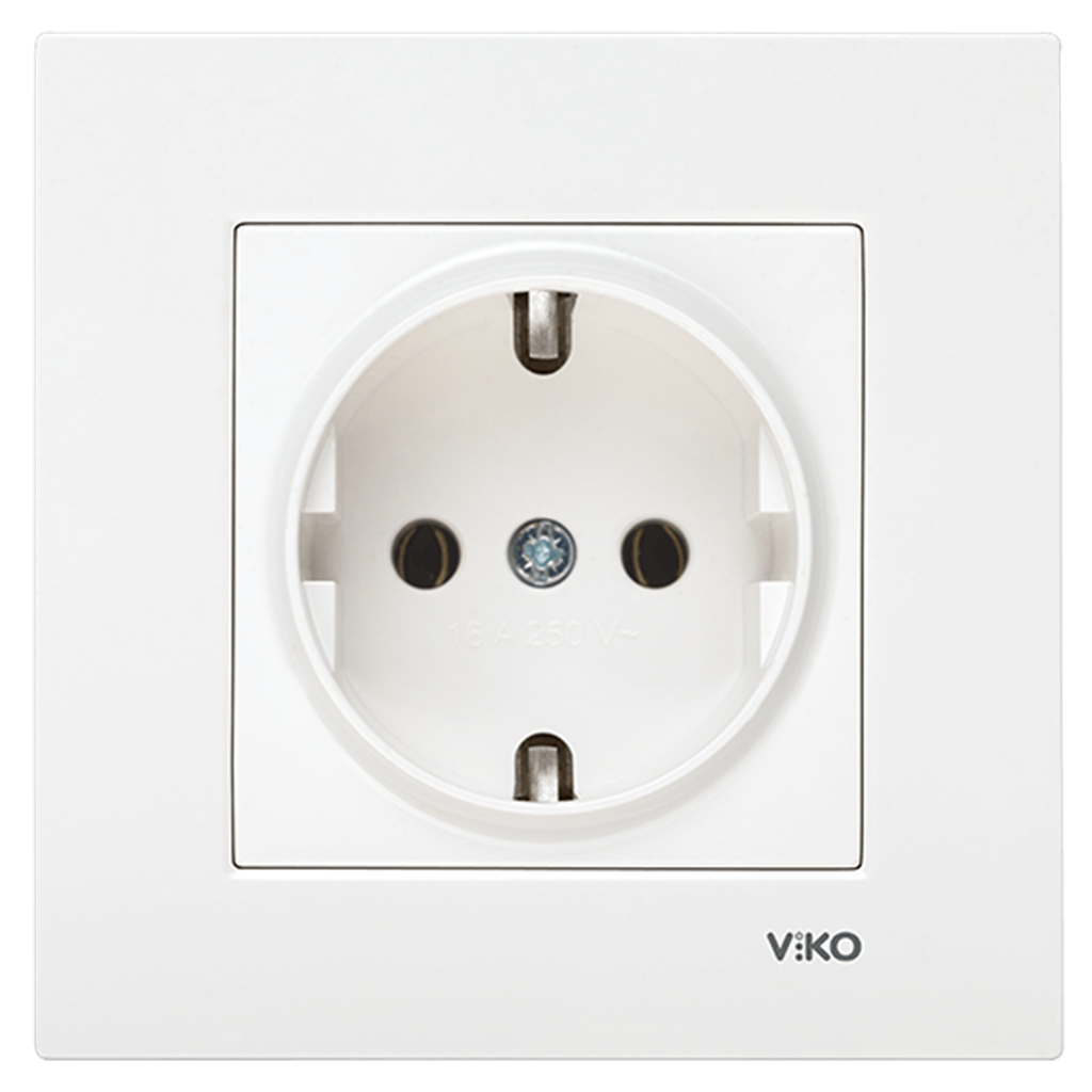 Viko Karre/Meridan Topraklı Priz Beyaz (Çerçevesiz)