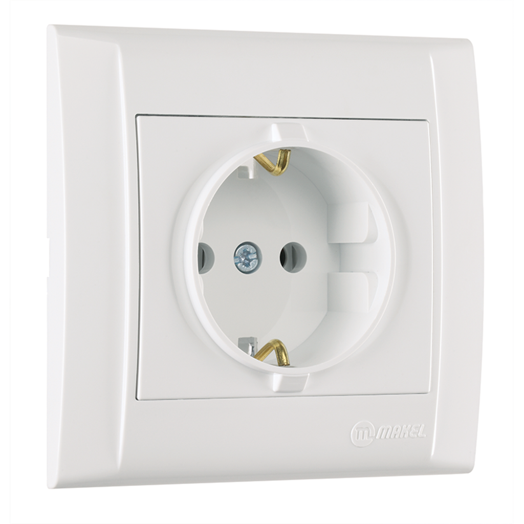 Makel Defne Topraklı Priz Beyaz (Çerçevesiz)
