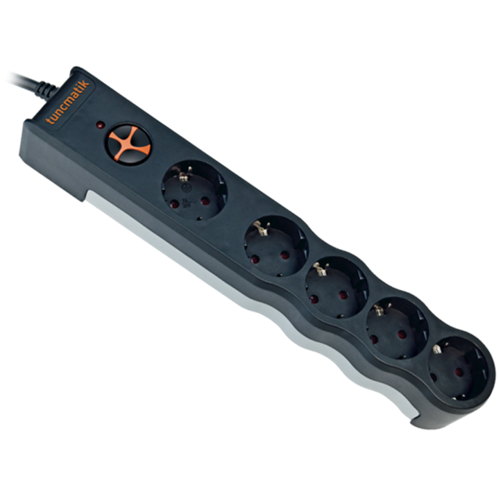 Tunçmatik 5li 1050 J 1.5M Powersurge Akım Korumalı Priz Siyah TSK6136