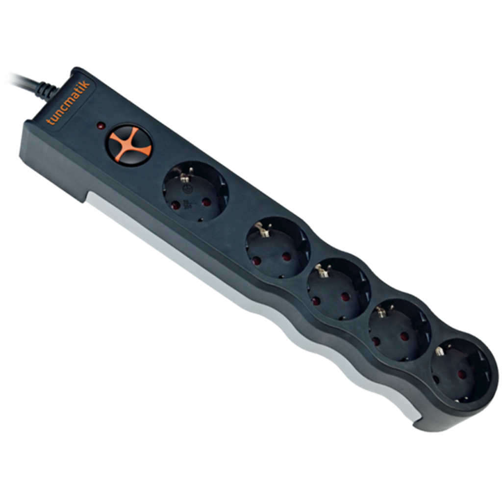 Tunçmatik 5li 1050 J 1.5M Powersurge Akım Korumalı Priz Siyah TSK6136
