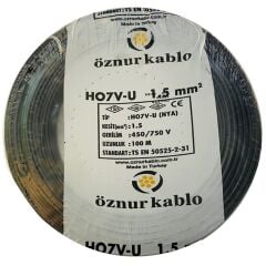 Öznur 1,5 MM Nya Kablo Siyah 450/750V ''H07V-U'' (100 Metre)