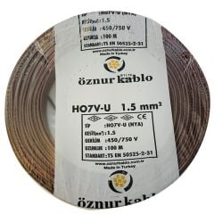 Öznur 1,5 MM Nya Kablo Kahverengi 450/750V ''H07V-U'' (100 Metre)