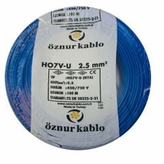 Öznur 2,5 MM Nya Kablo Mavi 450/750V ''H07V-U'' (100 Metre)