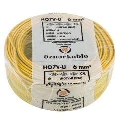 Öznur 6 MM Nya Kablo Sarı-Yeşil 450/750V ''H07V-U'' (100 Metre)