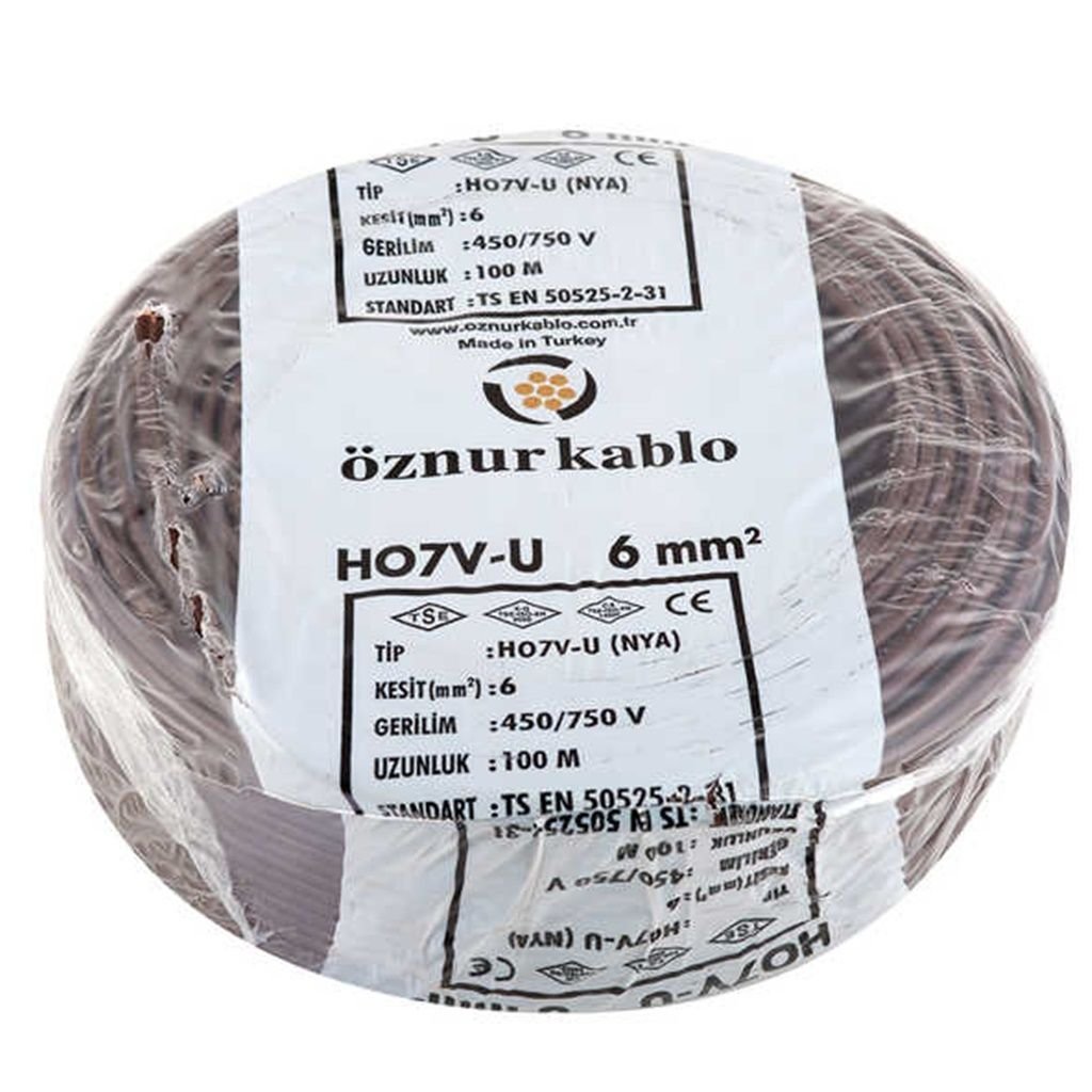 Öznur 6 MM Nya Kablo Siyah 450/750V ''H07V-U'' (100 Metre)