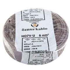 Öznur 6 MM Nya Kablo Siyah 450/750V ''H07V-U'' (100 Metre)