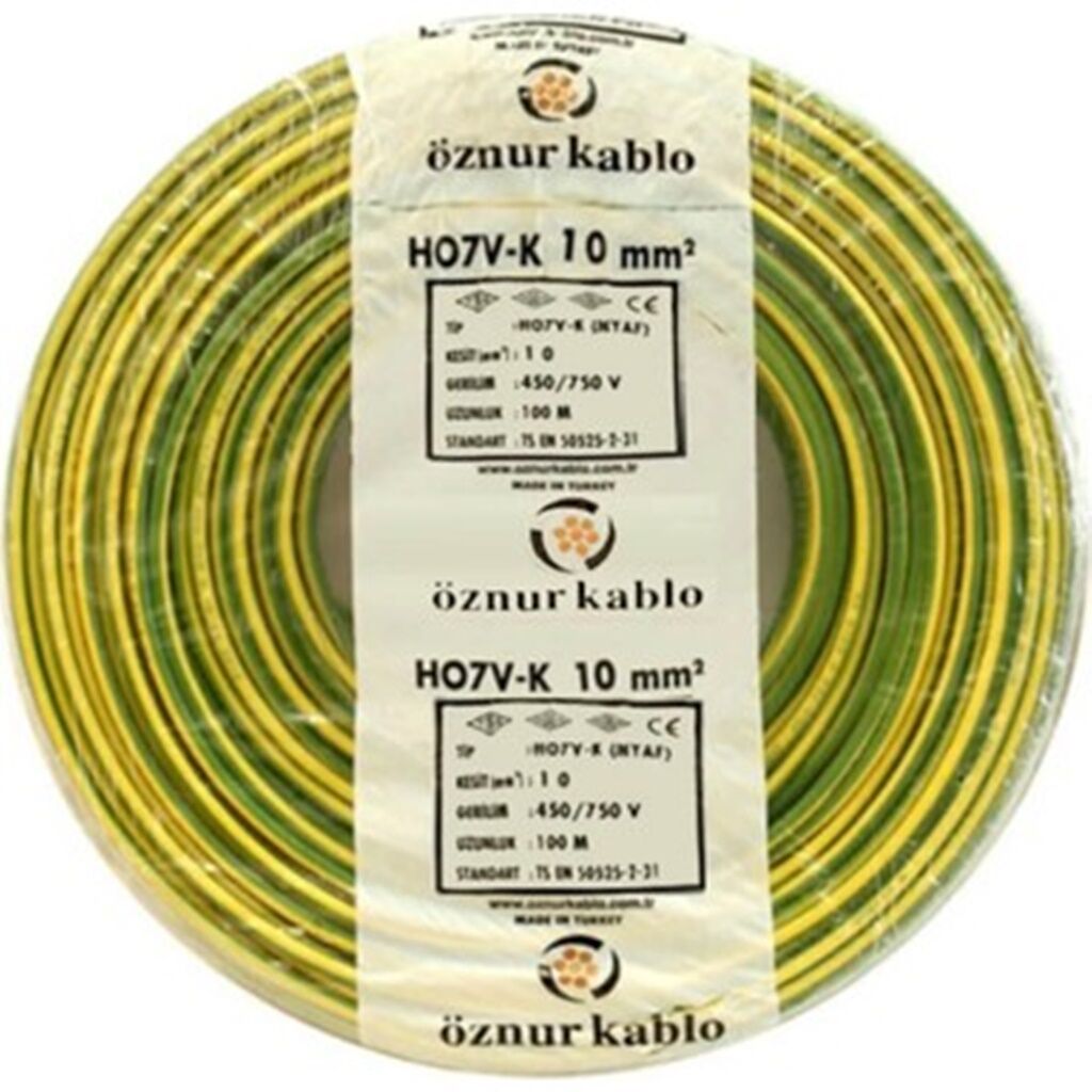 Öznur 10 MM Nya Kablo Sarı-Yeşil 450/750V ''H07V-R NYAÇ (100 Metre)
