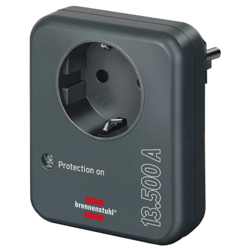 Brennenstuhl 230V 16A 13.500mAh Akım Korumalı Tek Soketli Priz Siyah