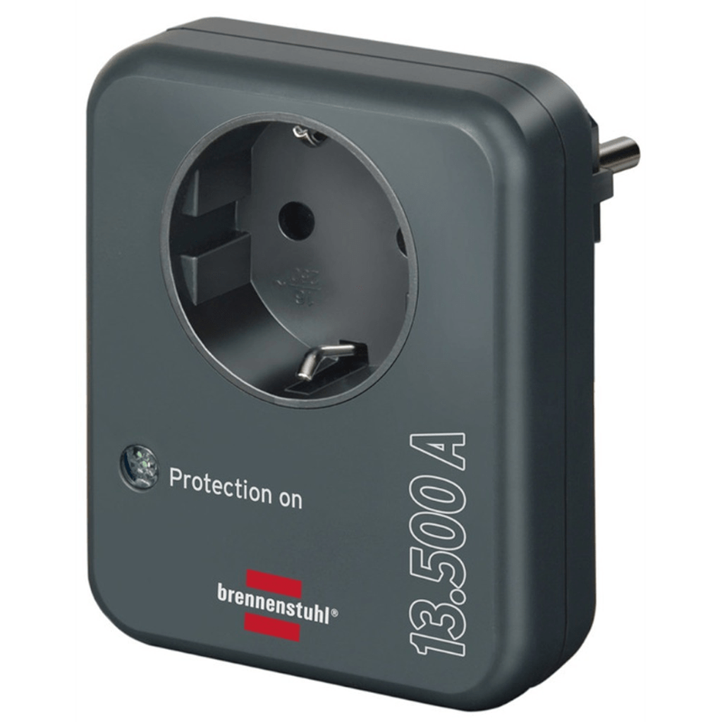 Brennenstuhl 230V 16A 13.500mAh Akım Korumalı Tek Soketli Priz Siyah
