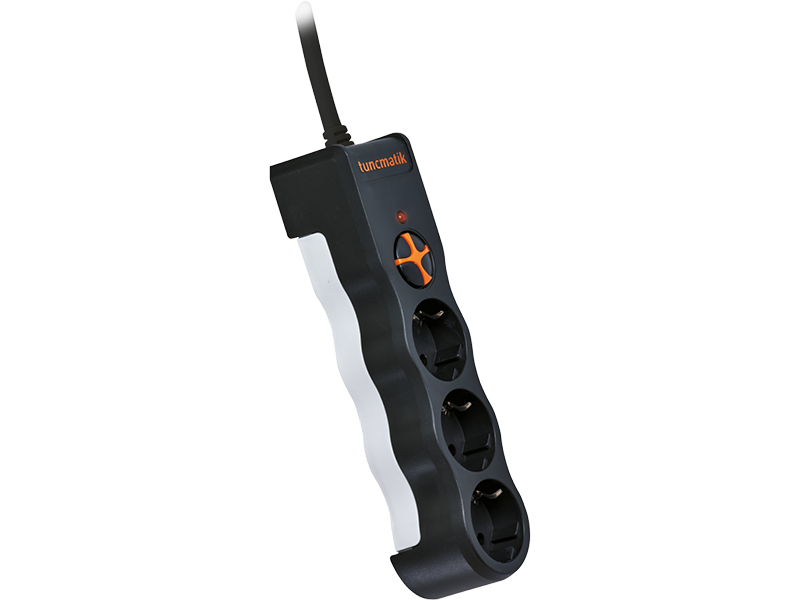 Tunçmatik 3lü 1050 J 1.5M Powersurge Akım Korumalı Priz Siyah TSK19010