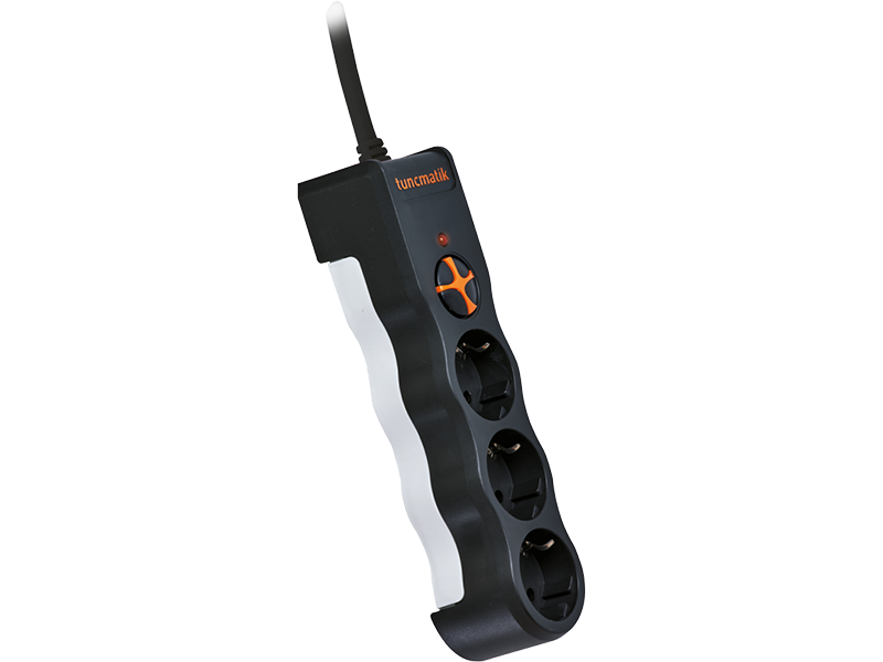 Tunçmatik 3lü 1050 J 1.5M Powersurge Akım Korumalı Priz Siyah TSK19010