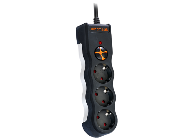 Tunçmatik 3lü 1050 J 1.5M Powersurge Akım Korumalı Priz Siyah TSK19010