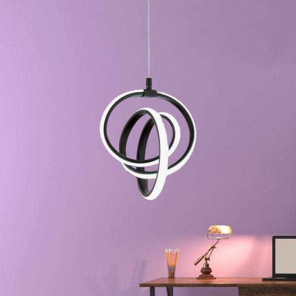 Siyah Modern Sarkıt Led Avize Beyaz Işık