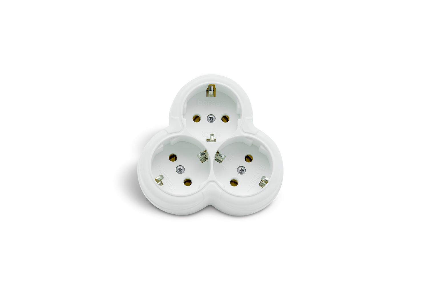 Borsan Üçlü Topraklı Priz Beyaz (Golyat)
