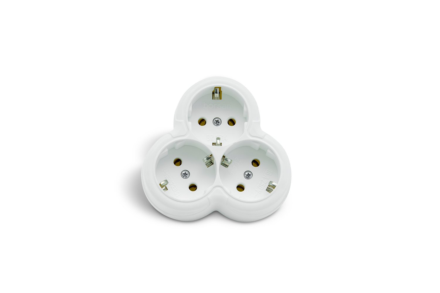 Borsan Üçlü Topraklı Priz Beyaz (Golyat)
