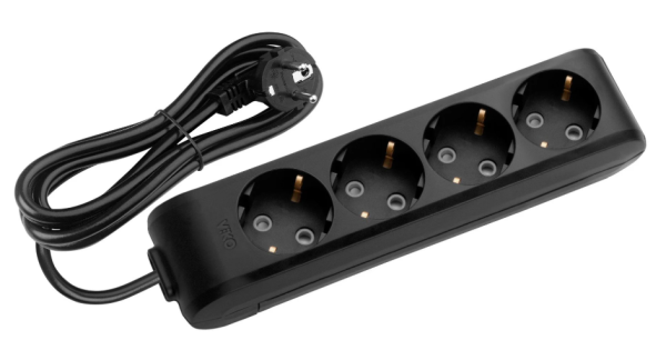 Viko Multi-let Dörtlü 3 Metre Priz Topraklı Siyah