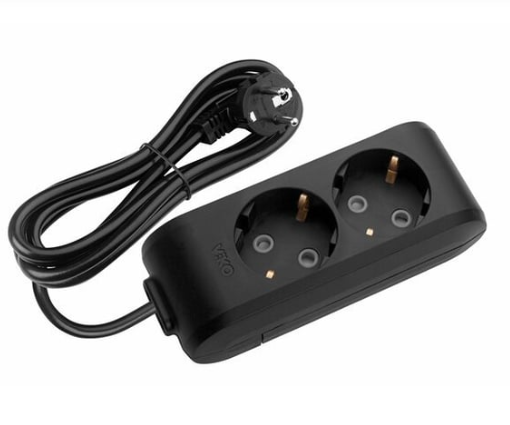 Viko Multi-let İkili 2 Metre Priz Topraklı Siyah
