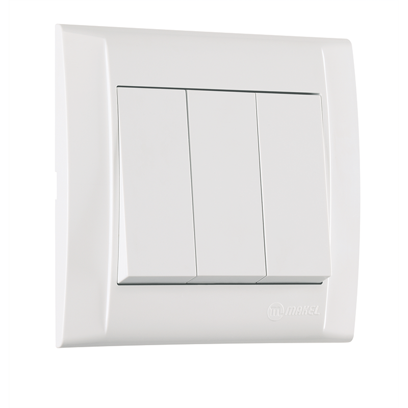 Makel Defne Üçlü Anahtar (1 Giriş 3 Çıkış) Beyaz (Çerçevesiz)