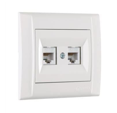 Makel Defne İkili Data 1Ad Cat3 + Cat6 Beyaz (Çerçevesiz)