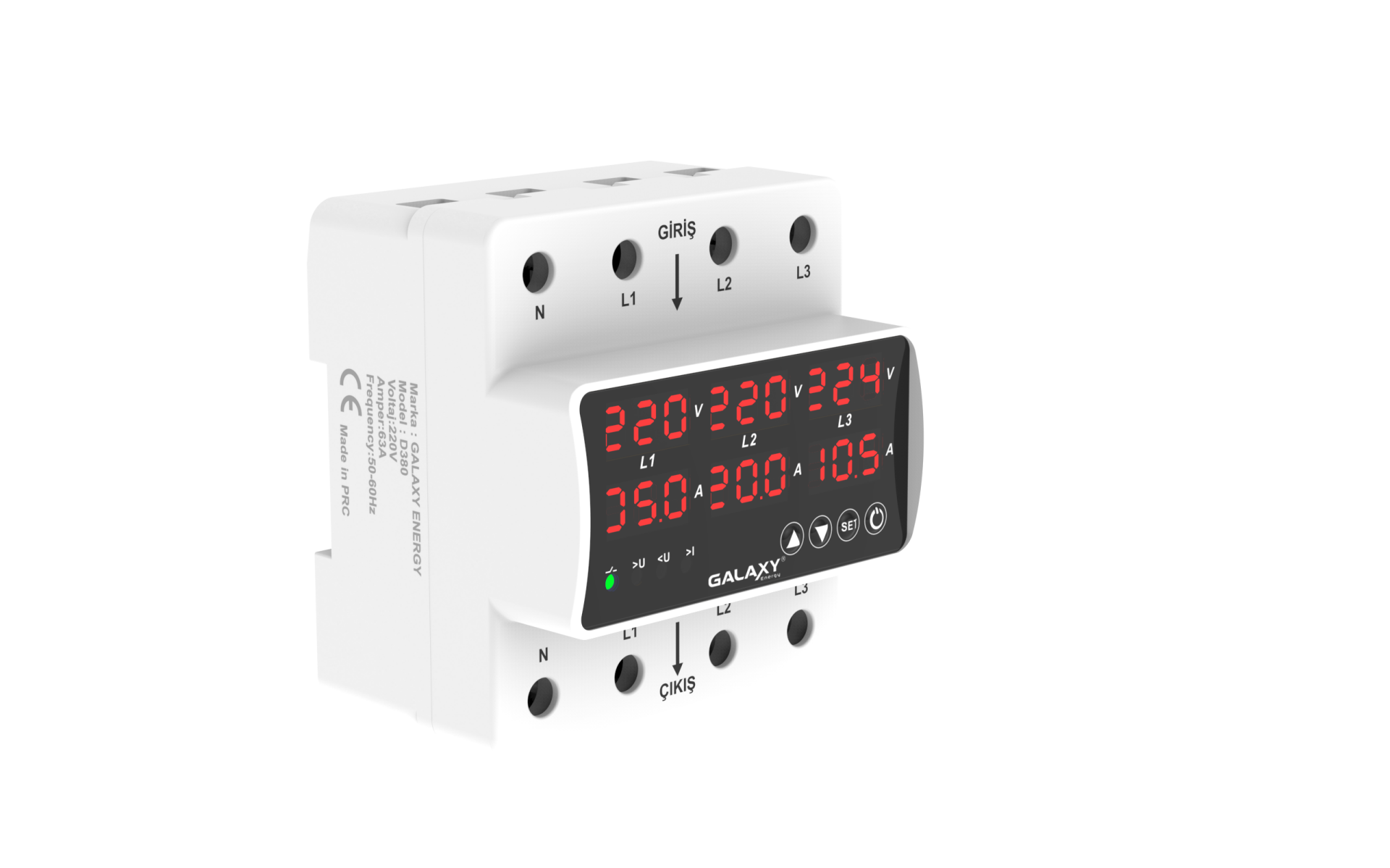 Galaxy Energy D380 Trifaze Voltaj Ve Akım Koruyucu